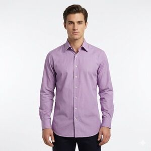 YApré mens custom dress shirt Large made in USA purple button down